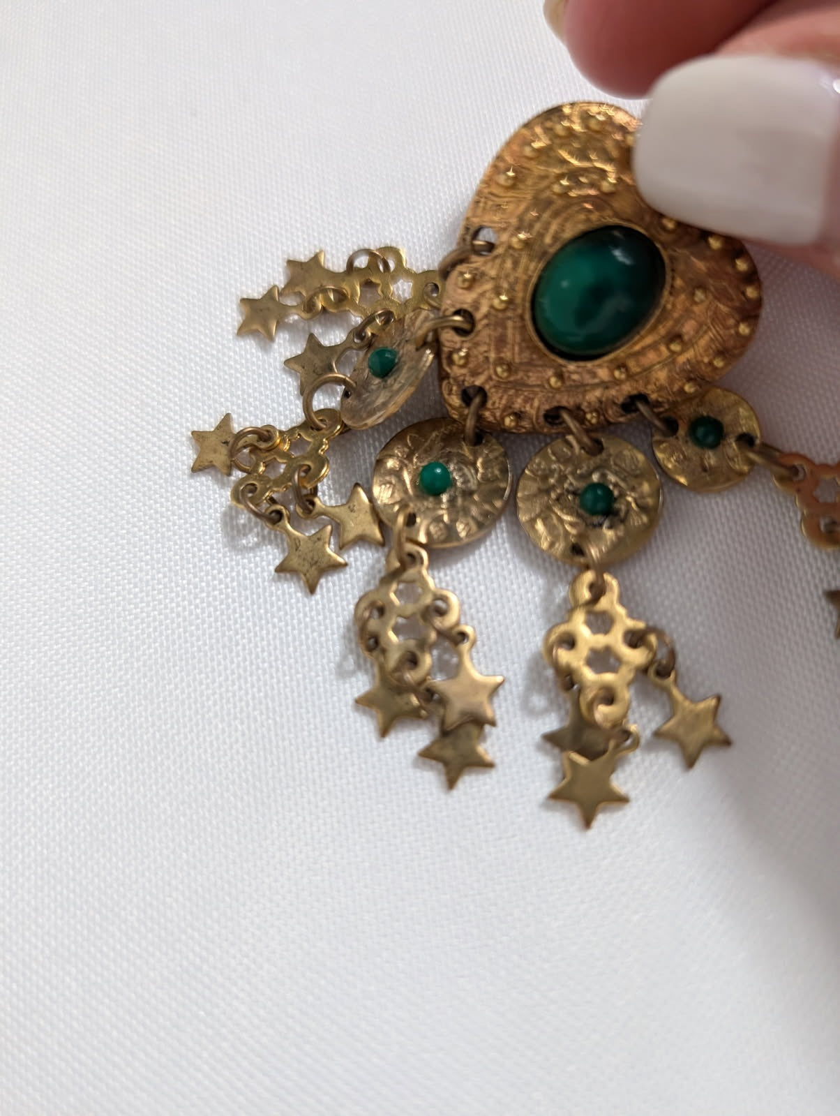 Christian Lacroix Vintage Heart and Star Dangle Clip-On Earrings Gold-Tone - Image 2