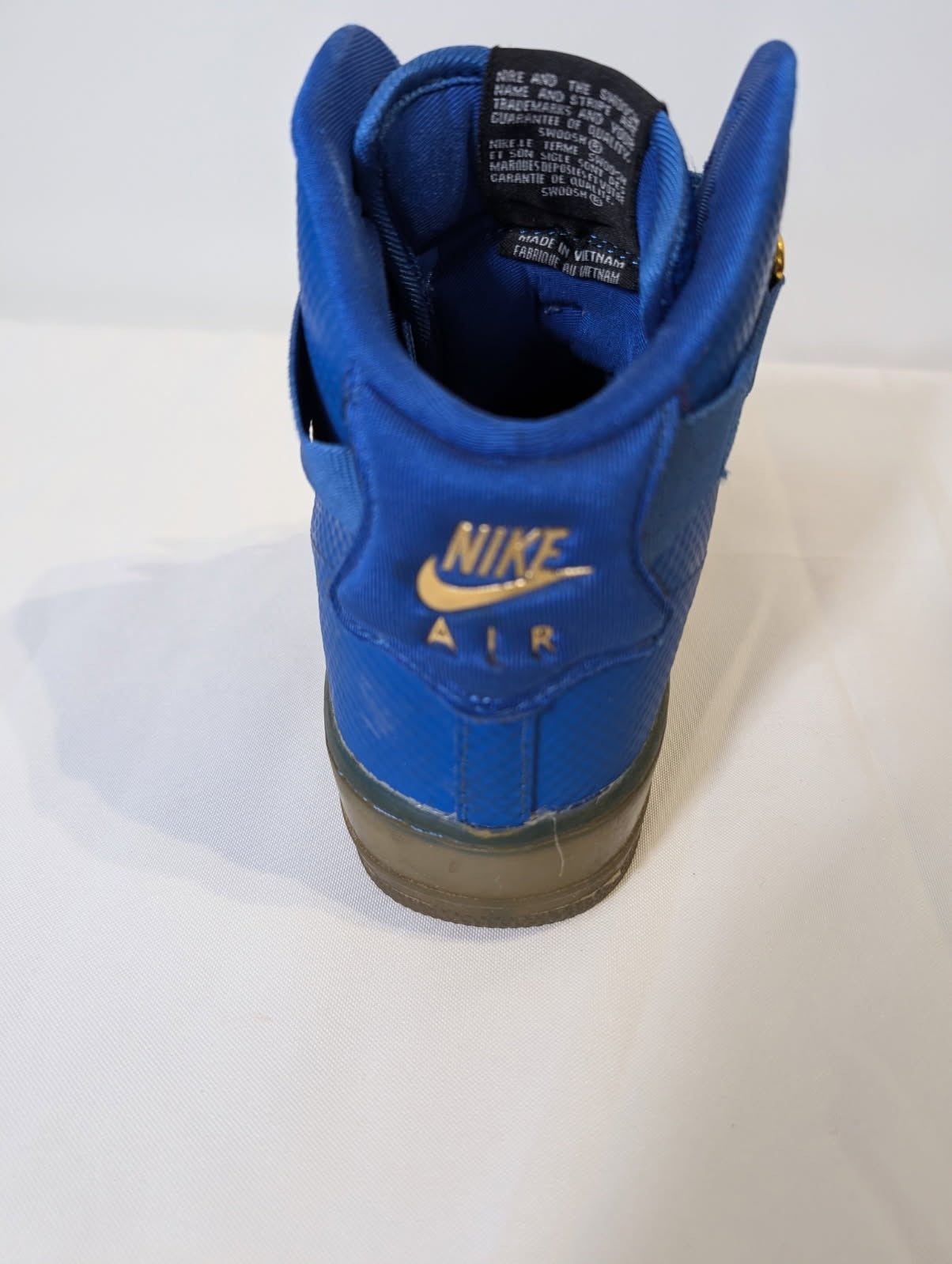 Nike Air Force 1 High - Blue Textured Gold Accents US 8 - Image 3