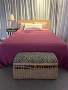 Vintage Woven Cane Bench Seat Ottoman Storage Trunk Natural - Image 1