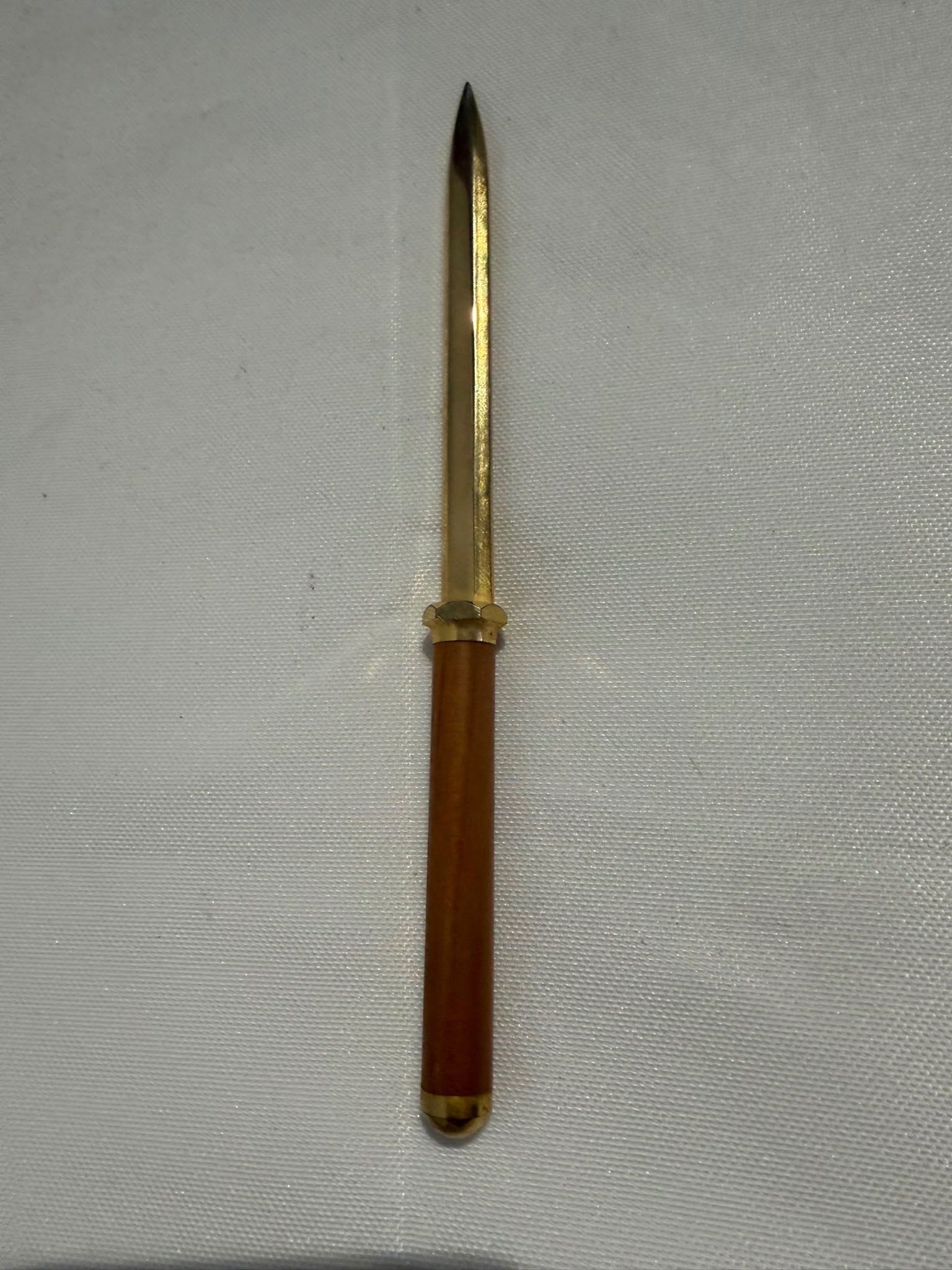 Vintage Brass and Wood Handle Letter Opener Gold and Brown - Image 2