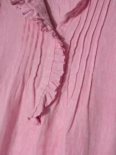 Alessandra Linen Ruffle Detail Blouse Pink Size S - Image 2