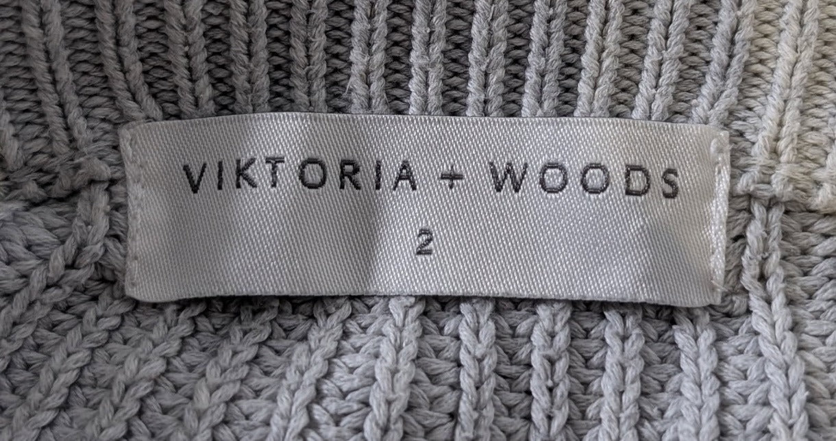 Viktoria + Woods Grey Cotton Knit Sweater - Braided Detail Size 2 - Image 2