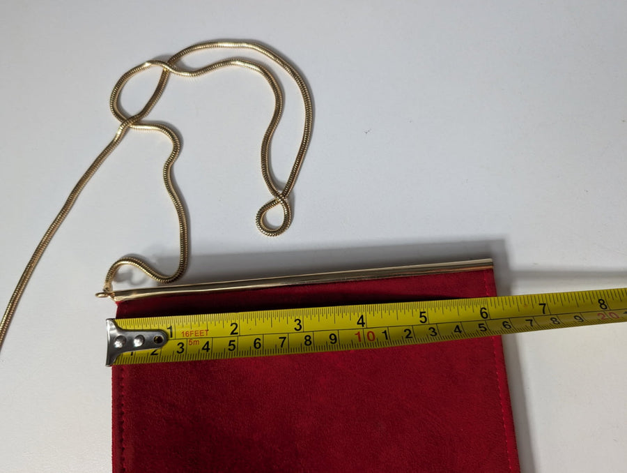 Reiss London Suede Clutch Bag Red with Gold Tone Chain Strap - Image 3