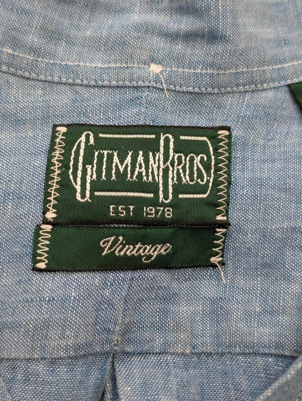 Gitman Bros Vintage Men's Blue Linen Button-Down Shirt - Size S - Image 3