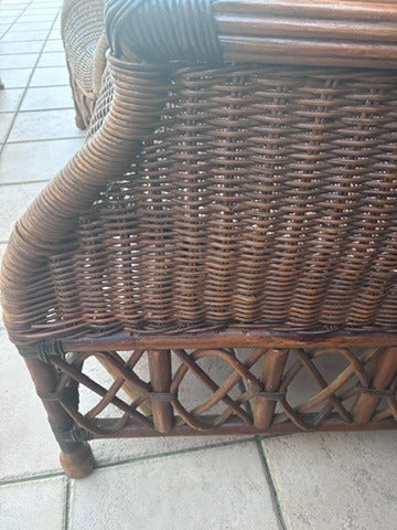 Vintage Wicker Rattan Barrel Back Armchairs - Set of 2 - Image 4