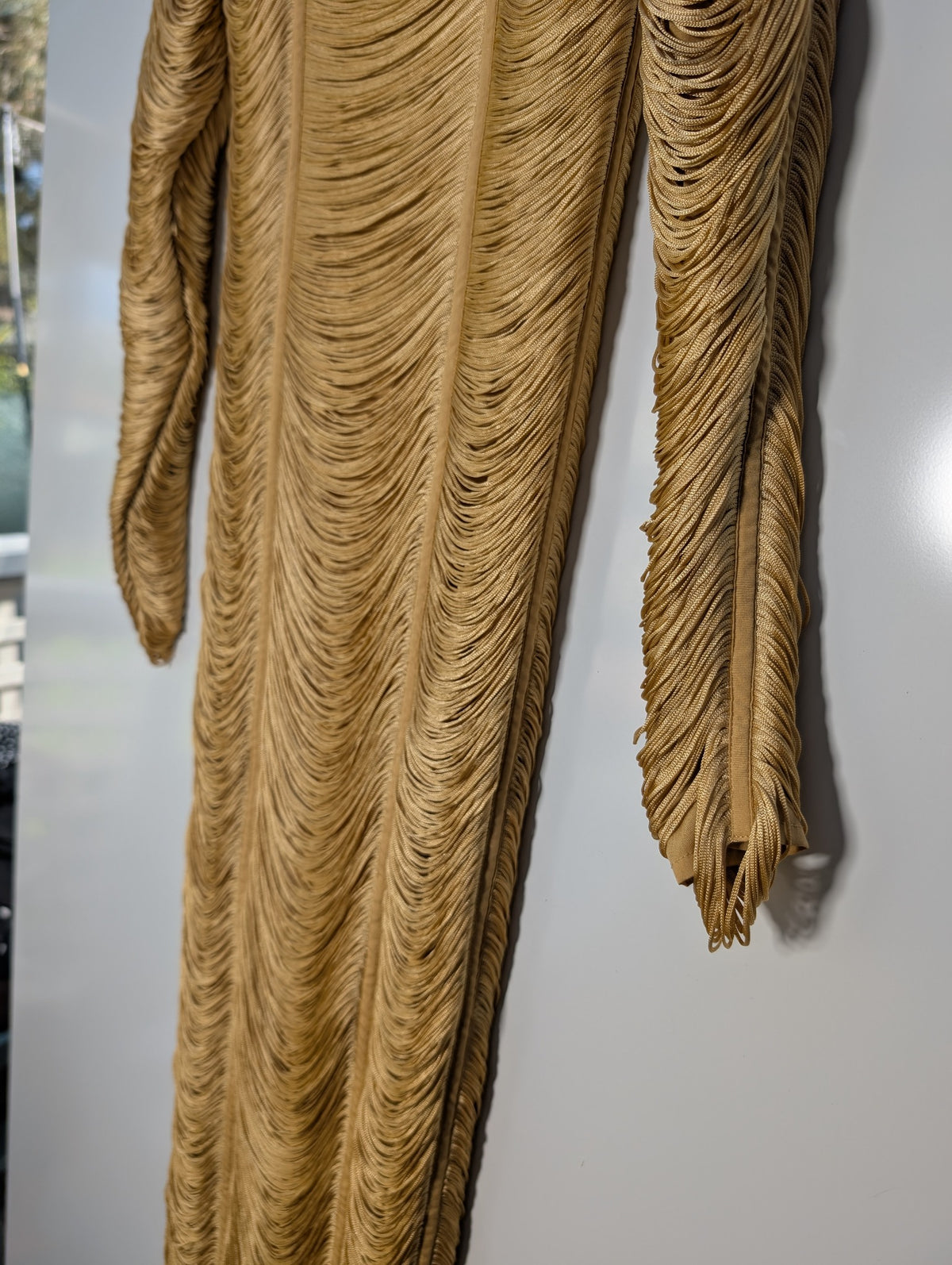 ASOS DESIGN Gold Fringe Long Sleeve Gown Women's UK 4 - Image 2