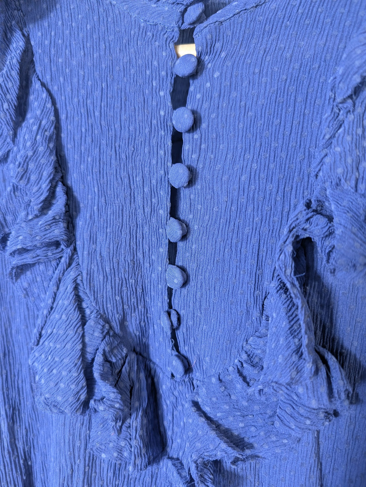 Lee Mathews Swiss Dot Ruffle Midi Dress Blue Size 1 - Image 2