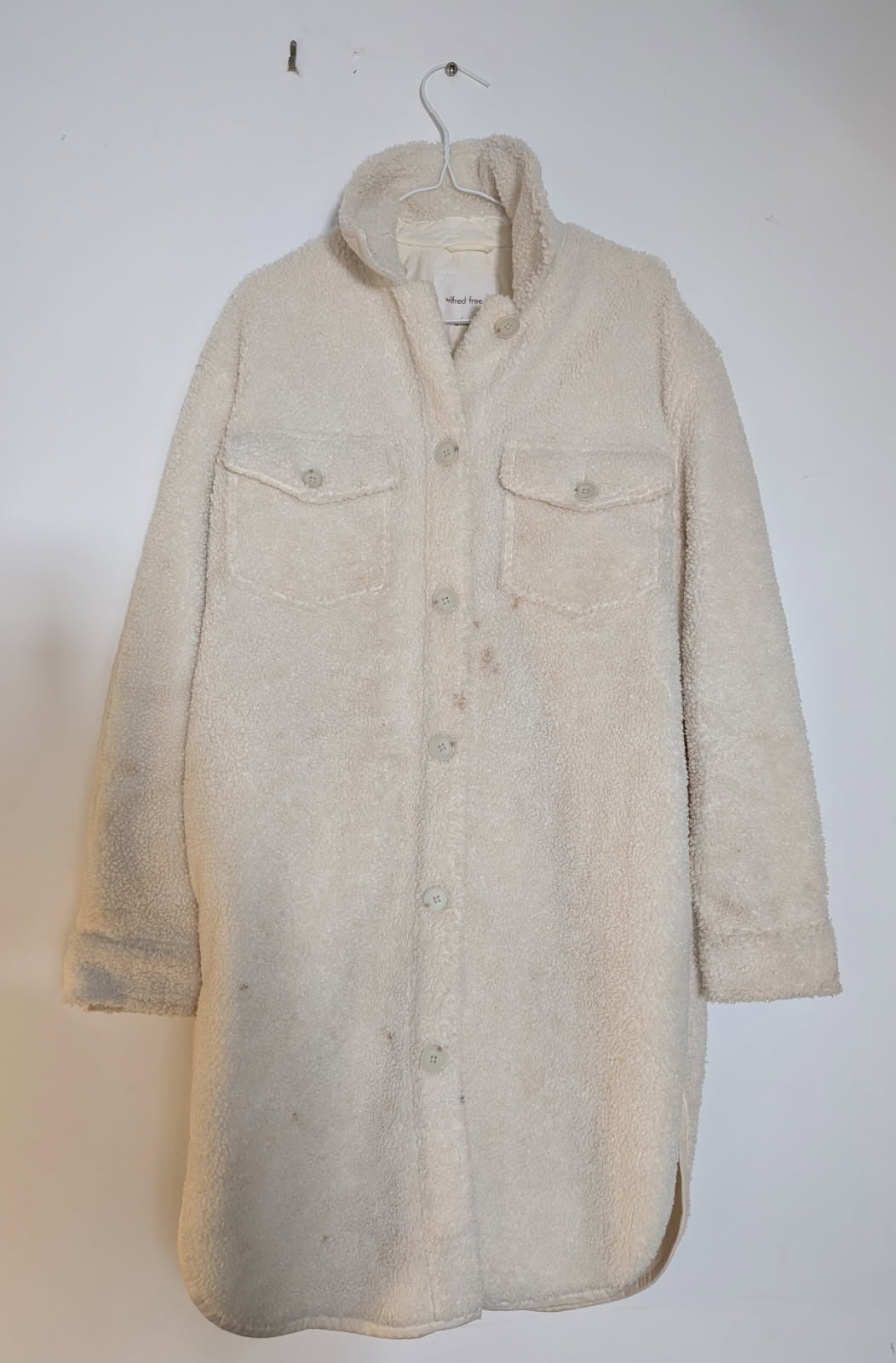 Wilfred Free Teddy Shacket - Cream Sherpa Faux Fur Jacket Size S - Image 2
