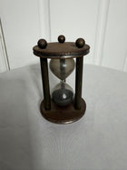 Vintage Industrial Style Brass and Wood Hourglass Sand Timer - Image 2
