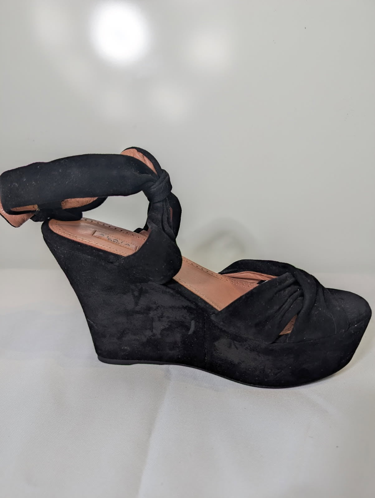 Alaïa Paris Black Suede Platform Wedge Sandals - Size EU 38 - Image 3