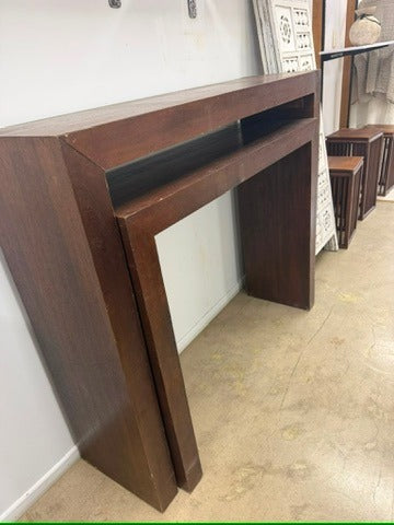 Solid Wood Nesting Console Tables Set of 2 Dark Brown - Image 1