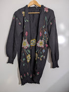 Golden Spiderweb by Elizabeth Floral Knit Cardigan Black - Image 1