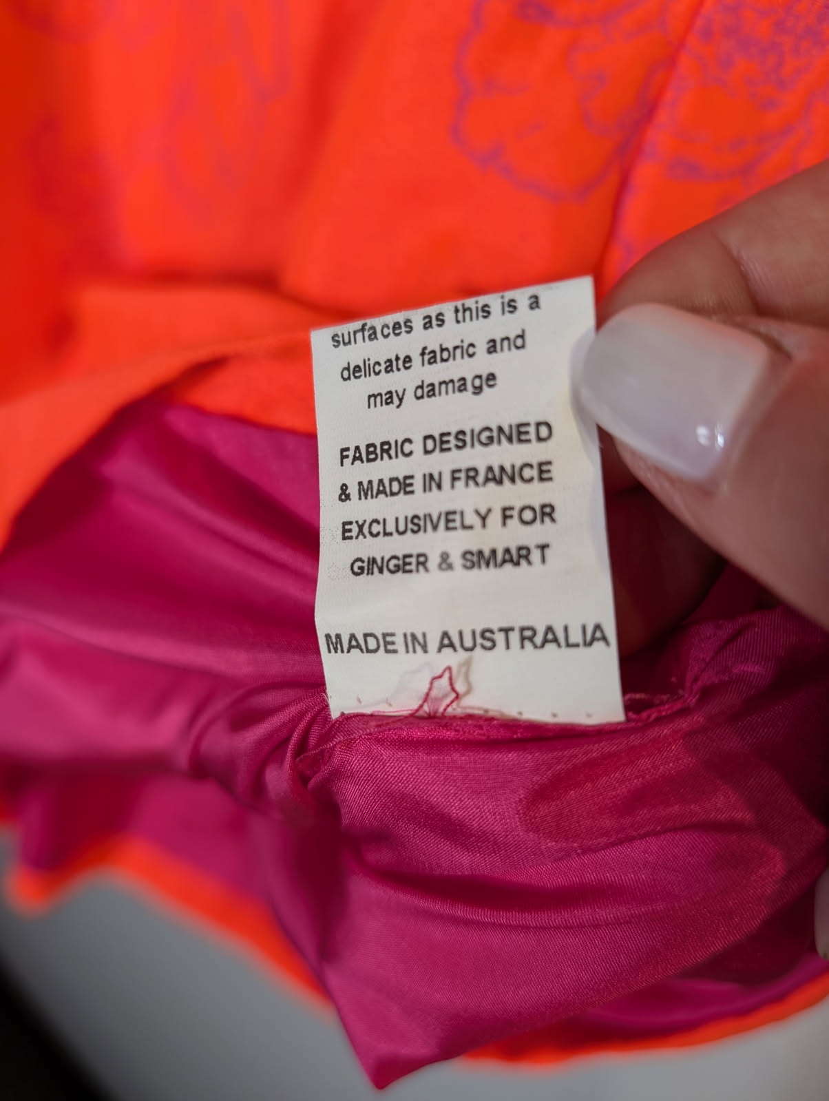 Ginger & Smart Neon Orange Floral Jacquard Dress - Size AU 12 - Image 3