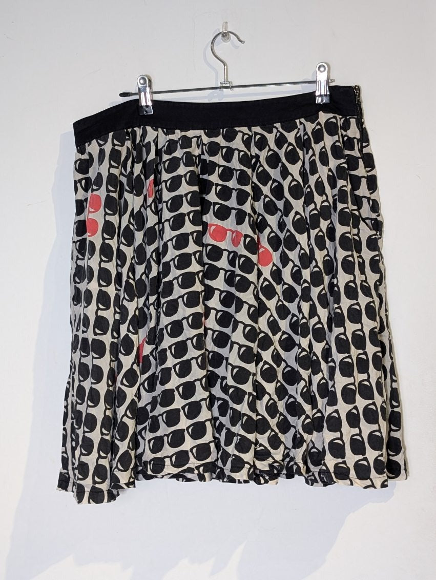 Ginger & Smart Skater Skirt - Sunglasses Print Cotton Silk Blend - Image 2