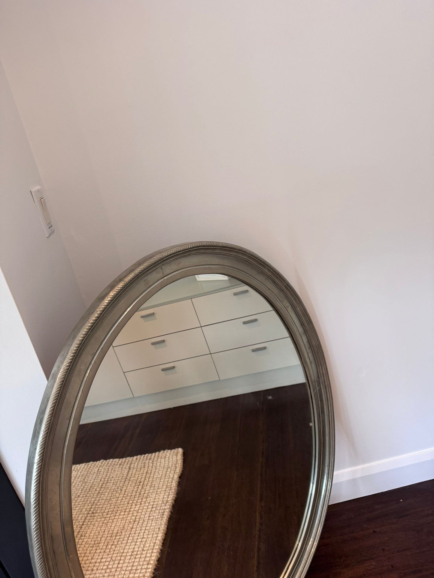 Coco Republic Oval Wall Mirror - Aged Silver Beaded Frame - Image 3