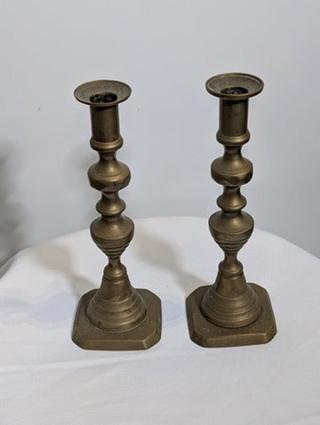 Vintage Solid Brass Candlestick Holders Set of 2 - Image 2