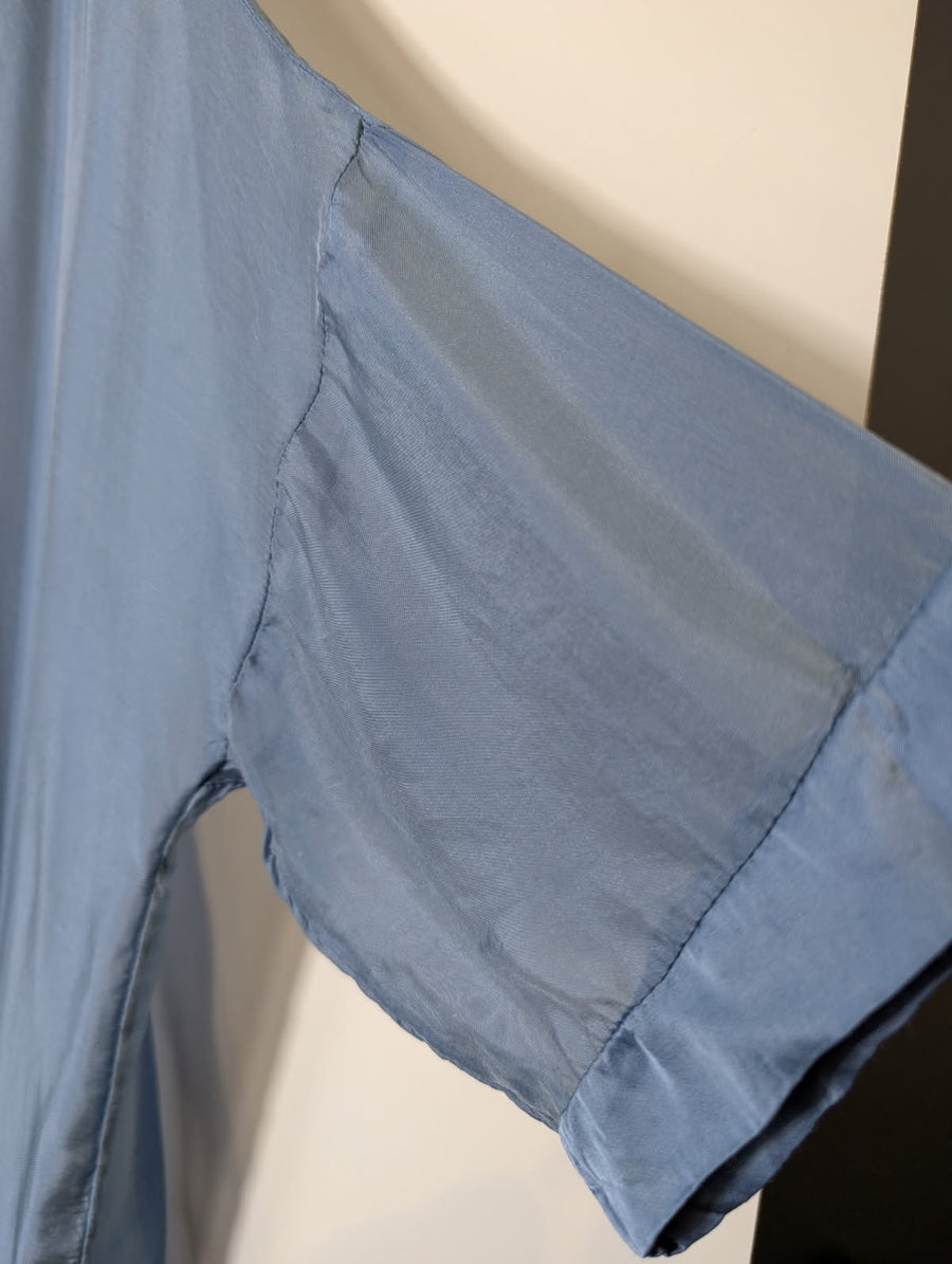 B.yu Silk Blend Oversized Blouse Blue Size M - Image 2