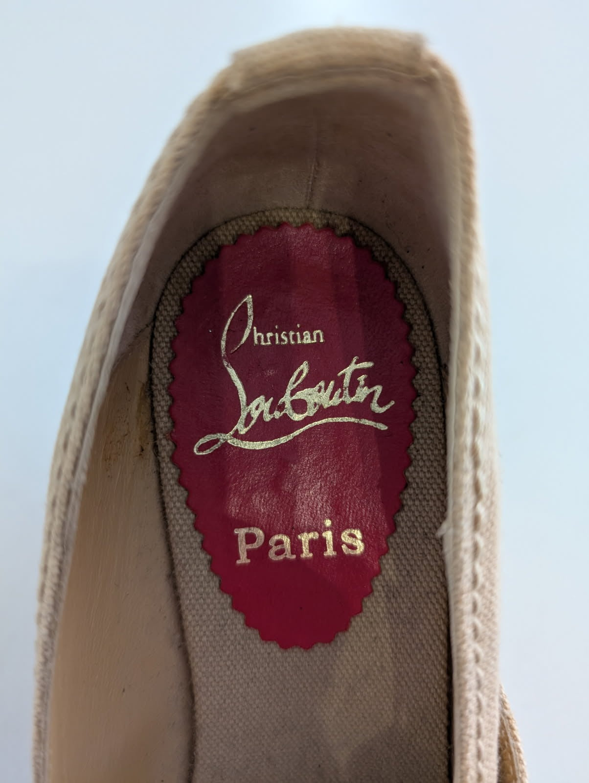 Christian Louboutin Canvas Wedge Espadrilles - Beige Mary Jane Heels - Image 2