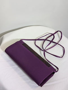 Alan Pinkus Vintage Satin Evening Clutch Purple Woven Detail - Image 2