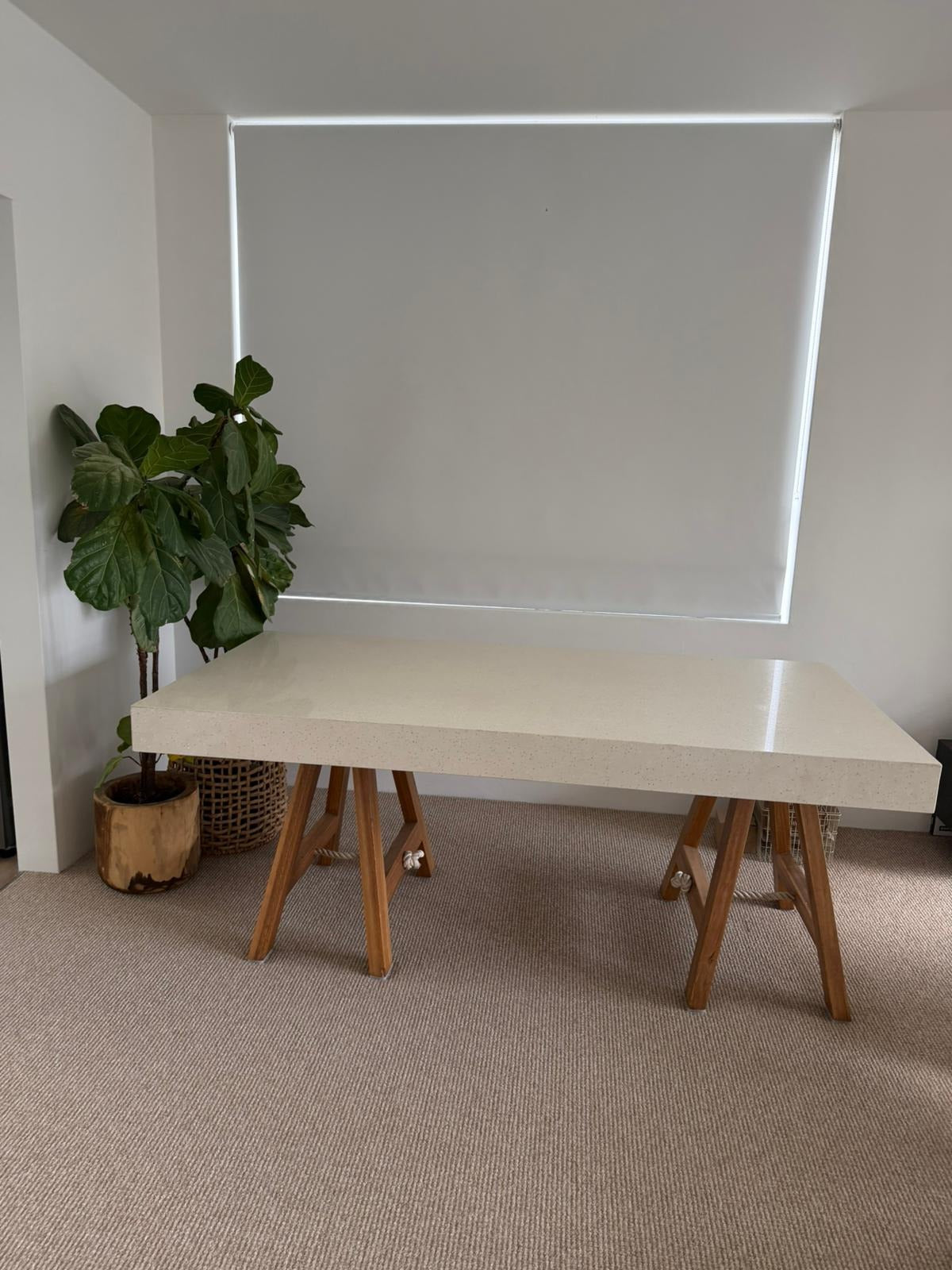 Boathouse Trestle Dining Table Stone Top & Timber Legs - Image 2