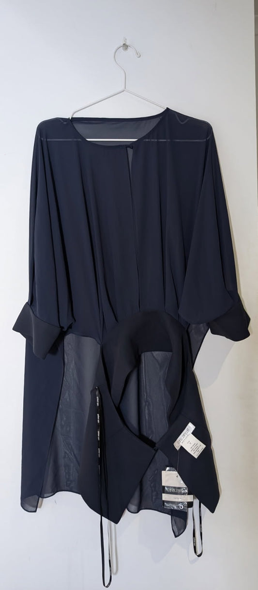 Carla Zampatti Lapis Georgette Ethereal Tux Top - Navy Size 12 - Image 2