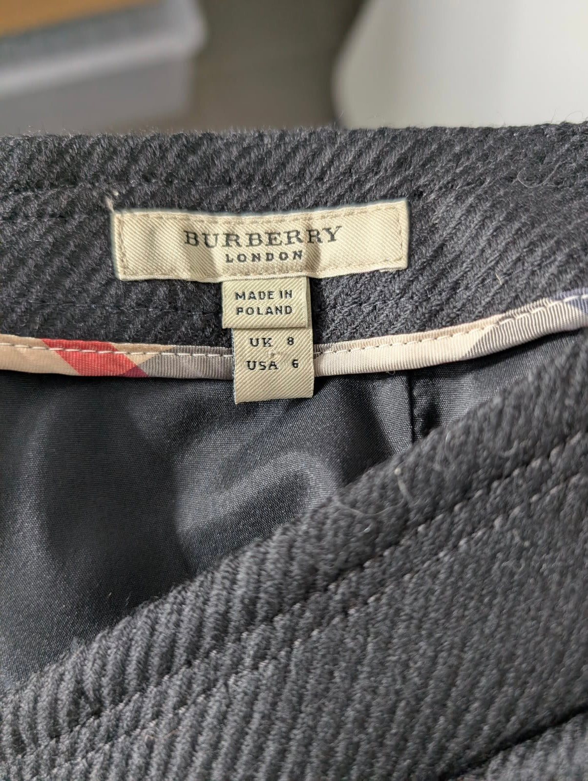 Burberry London Black Herringbone Wool Mini Skirt - UK 8 / US 6 - Image 3