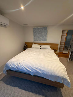 Mid-Century Modern Floating Platform Bed with Integrated Nightstands Wood - Image 2