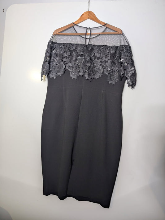 Anthea Crawford Black Mesh Evening Dress - Size 18 - Image 1