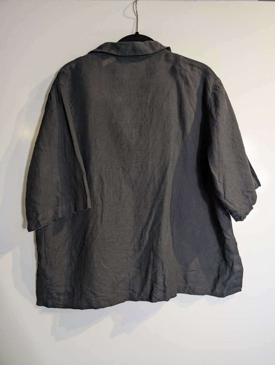 Country Road Organic Linen Short Sleeve Shirt Dark Grey Size 14 - Image 2
