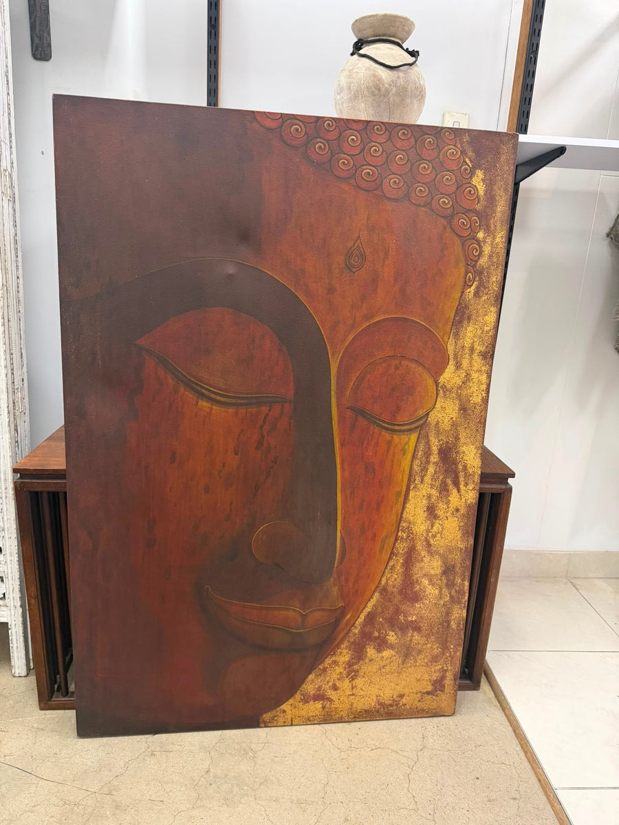 Buddha Face Metal Wall Art Panel Bronze Gold 87 x 132 cm - Image 2