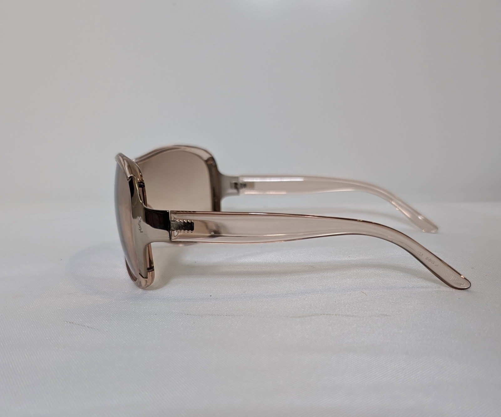 Vintage Yves Saint Laurent YSL Shield Sunglasses - Translucent Brown - Image 3