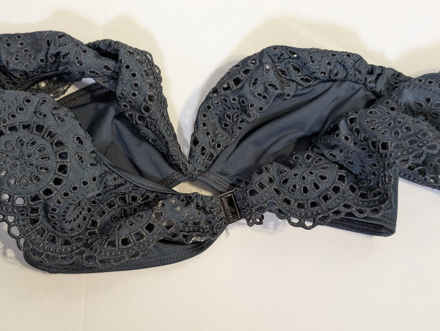 Zimmermann Eyelet Ruffle Bikini Top Black - Image 2