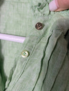 Alessandra Linen Ruffle-Front Cap-Sleeve Blouse Sage Green Size S - Image 2