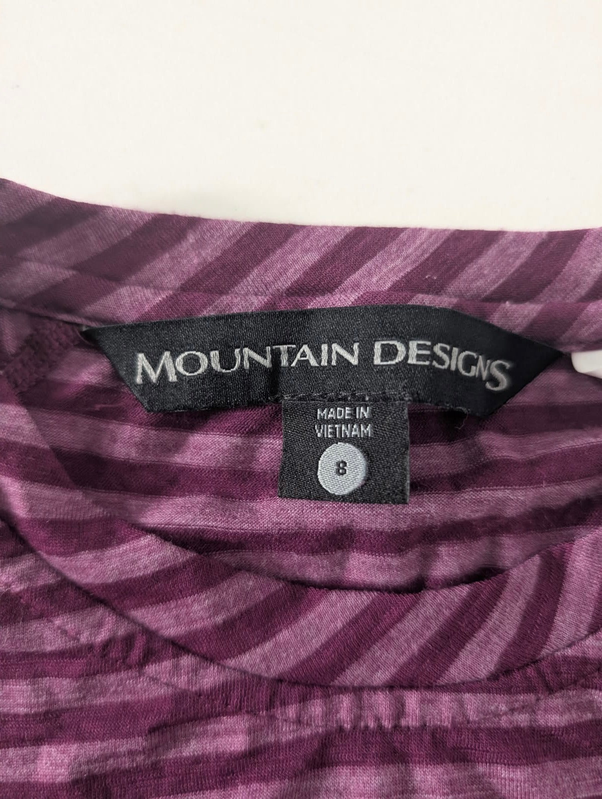 Mountain Designs Merino Blend Long Sleeve Top - Purple Striped Kids Size 8 - Image 3
