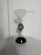 Modern Diamond-Shaped Glass Hourglass with Black Sand - Image 3