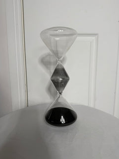 Modern Diamond-Shaped Glass Hourglass with Black Sand - Image 3