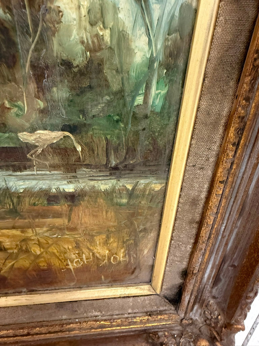 Joh Joh Oil on Canvas Landscape Painting in Ornate Gilt Frame - Image 2