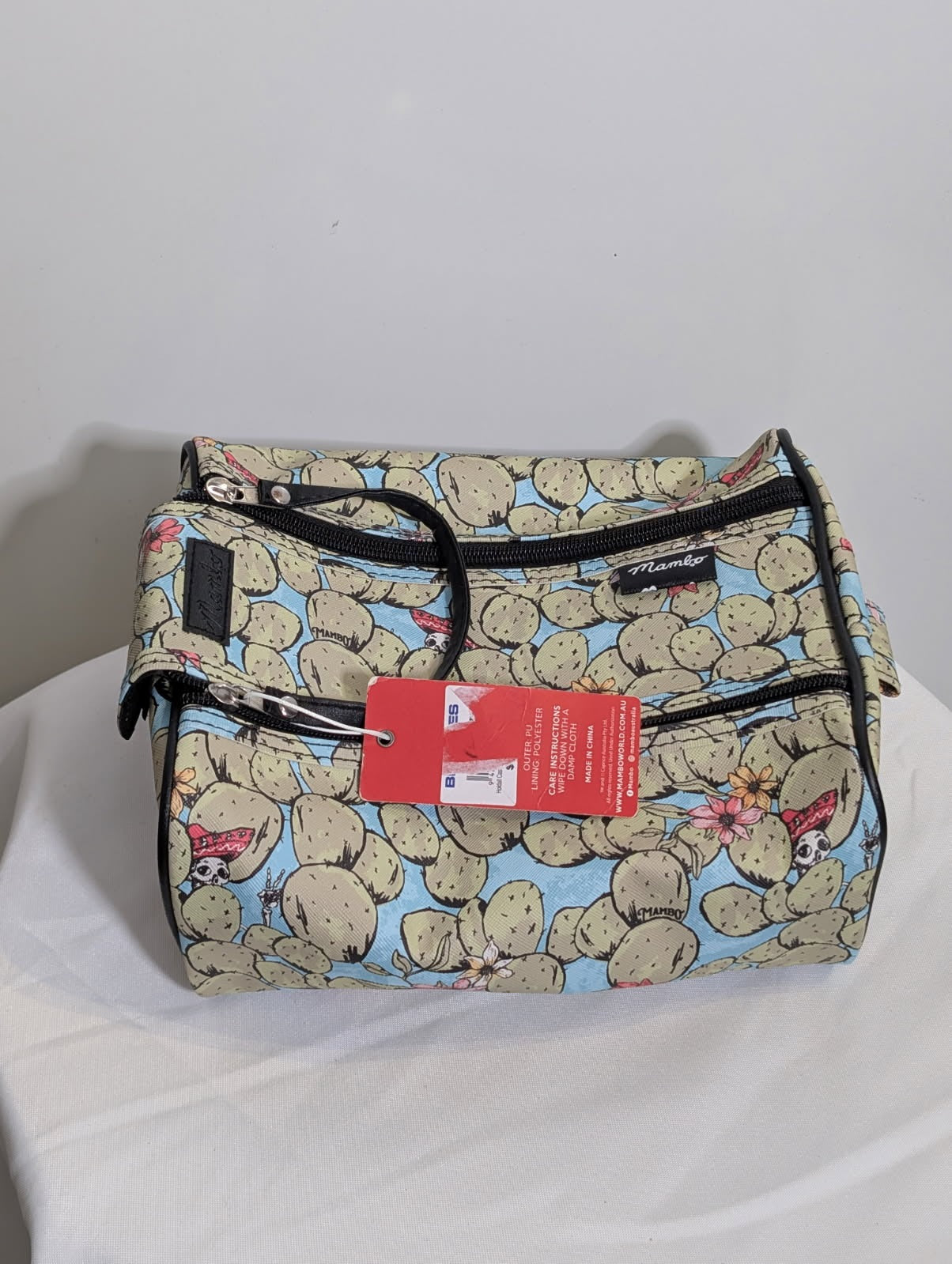 Mambo Cactus Print Toiletry Bag Blue Green - Image 3