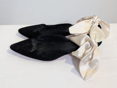 The Row Suede Ballet Flats with Satin Bow Black EU 36 - Image 2
