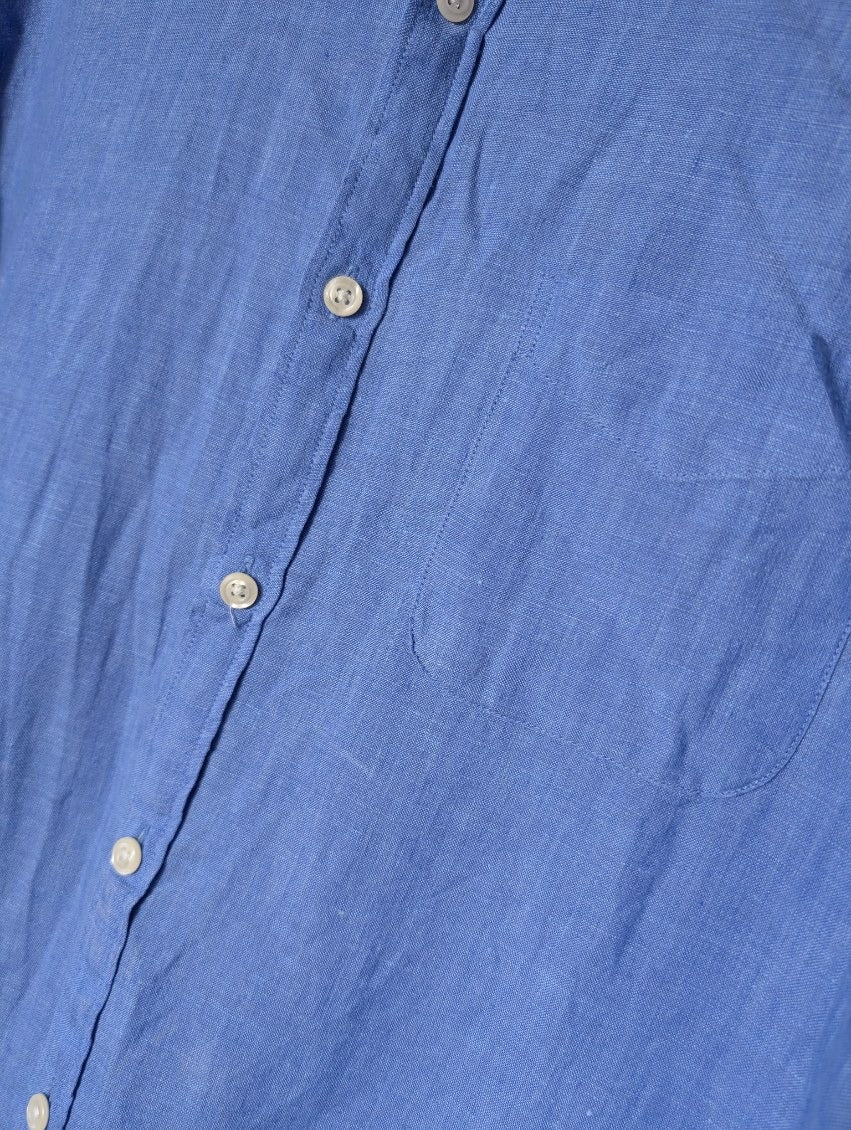 Gazman Men's Long Sleeve Button Down Shirt Blue Linen Medium - Image 2
