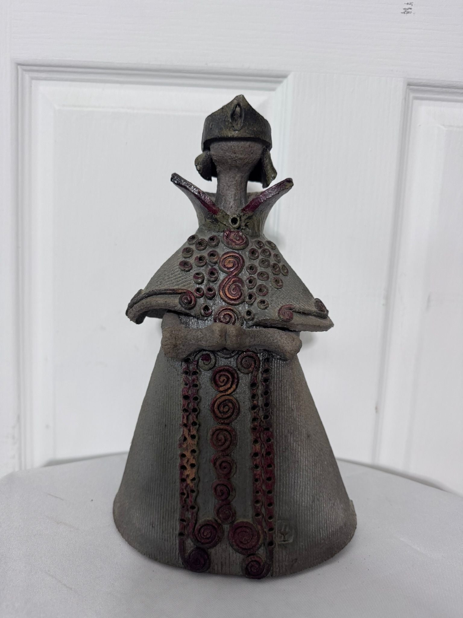 Studio Pottery Ceramic Figurine Sculpture With Spiral Detail - Image 2