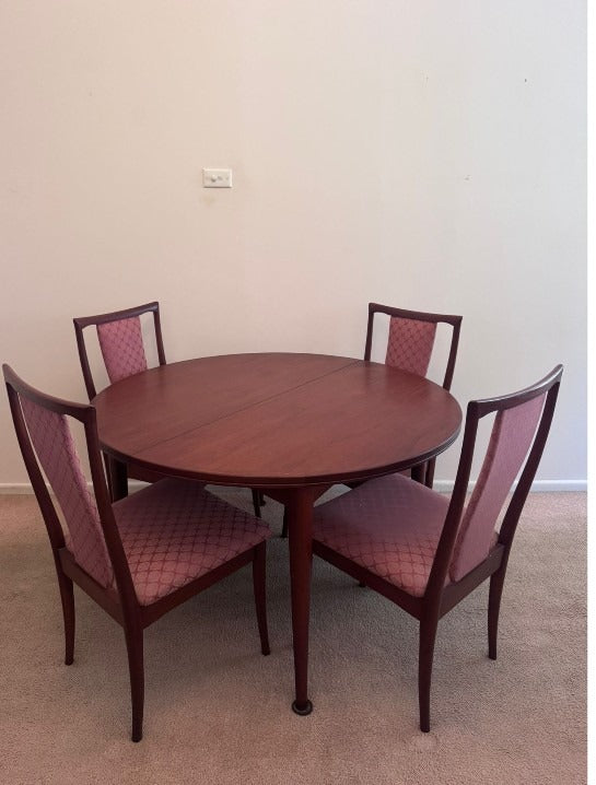  Authentic Parker  Mid-Century Modern Dining Table & Chairs Set Walnut Extension - Image 2
