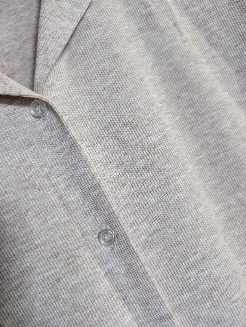 Elka Collective Ribbed Button Down Shirt Beige Size 10 - Image 3