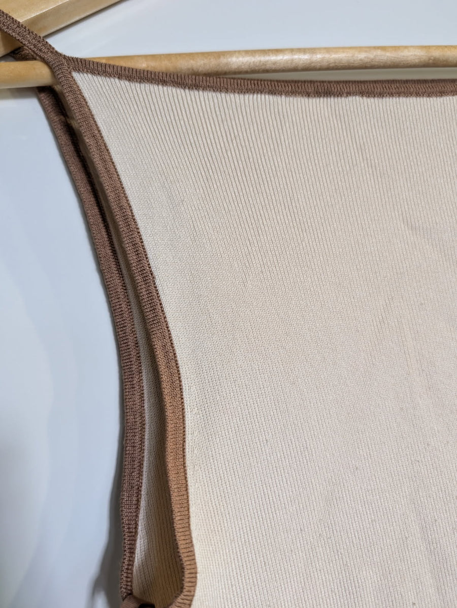 Elka Collective Ribbed Knit Tank Top Cream & Brown Size 10 - Image 2
