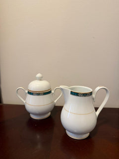 Noritake Legendary Creamer and Sugar Bowl Set Green 4139 - Image 2