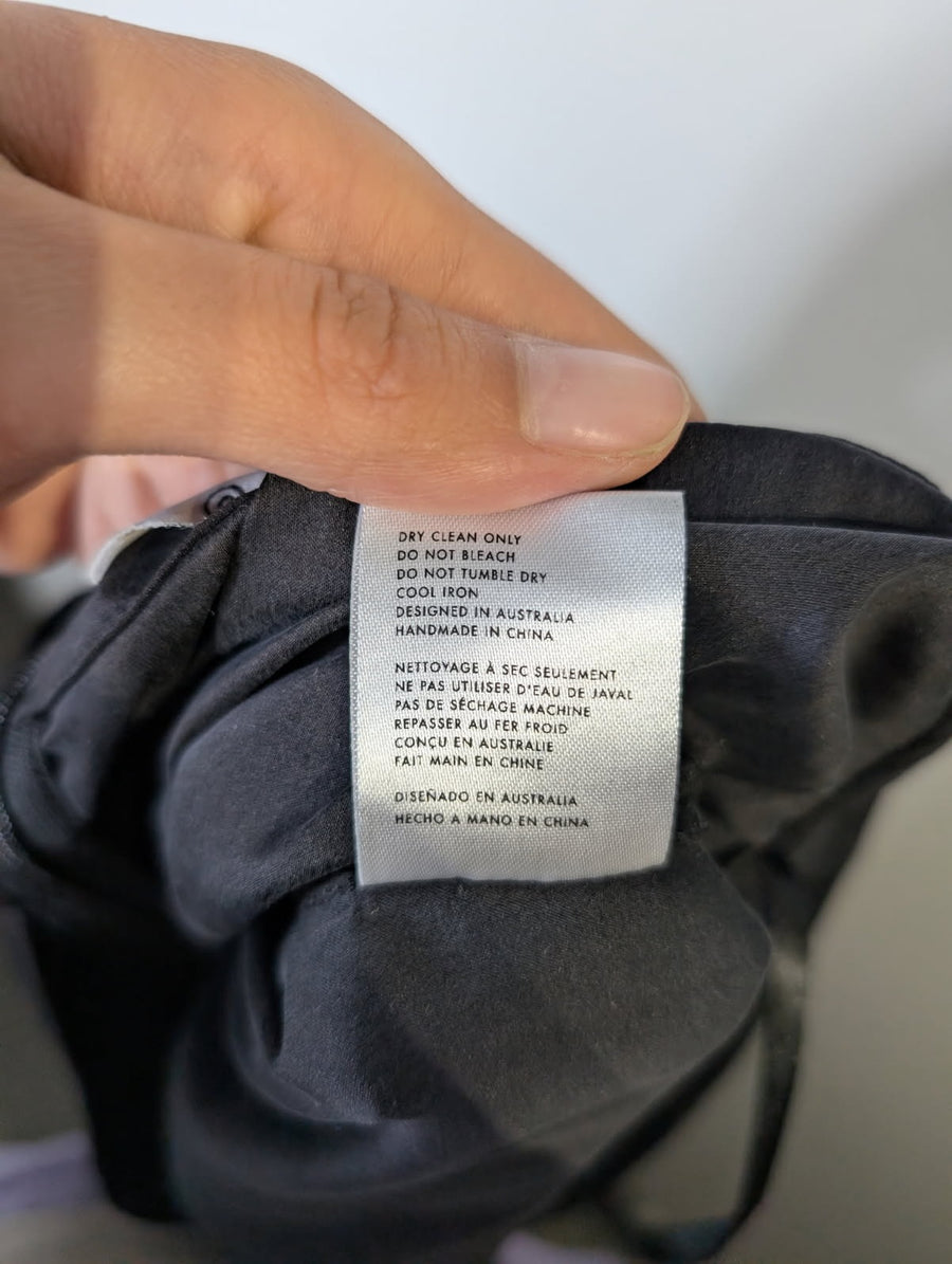 SIR. Wide Leg Trousers Black Silk Front Seam Detail Size 0 - Image 3