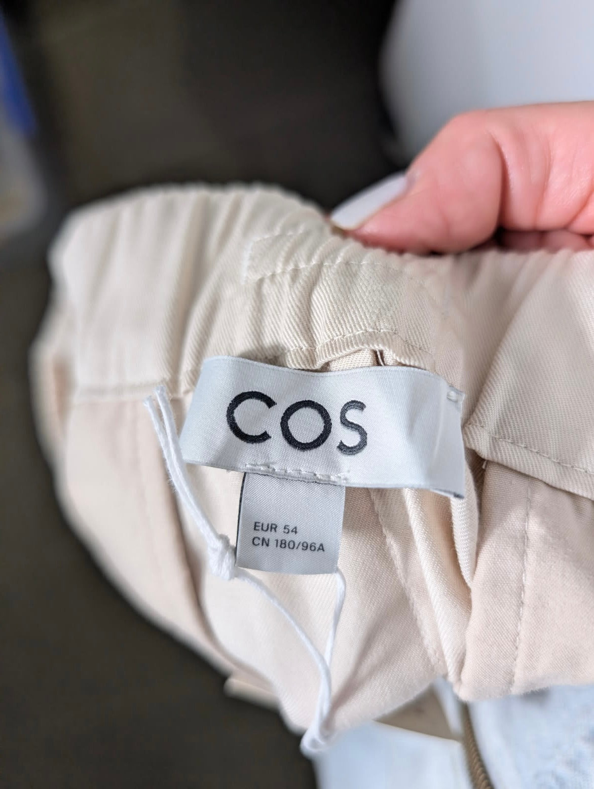 COS Men's Elasticated Waist Trousers - Beige Lyocell Blend - Image 3