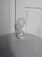 Hand Blown Glass Hourglass - Decorative Twisted Swirl with White Sand - Image 3