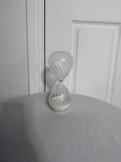 Hand Blown Glass Hourglass - Decorative Twisted Swirl with White Sand - Image 3