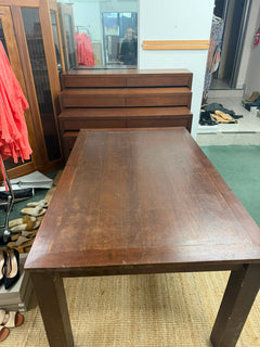 Solid Wood Rectangular Dining Table - Dark Timber Finish - Image 2